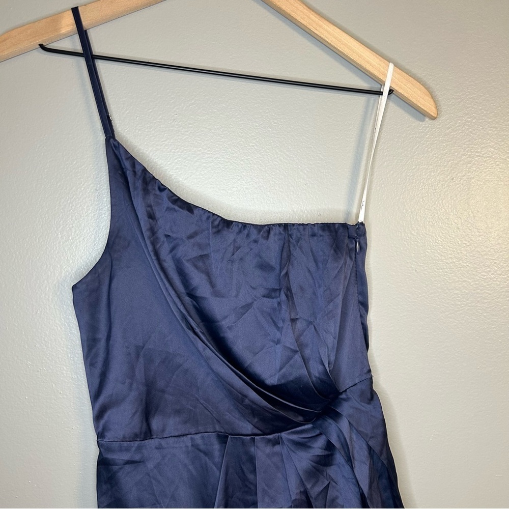 Lulus Law of Attraction Navy Blue One-Shoulder Asymmetrical Midi Dress, Size XS - Picture 6 of 13
